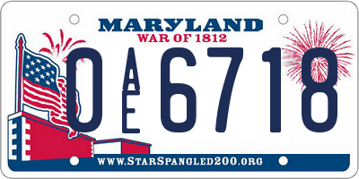 MD license plate 0AE6718