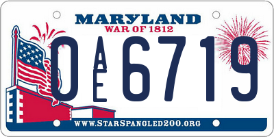 MD license plate 0AE6719