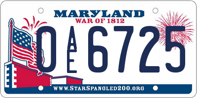 MD license plate 0AE6725