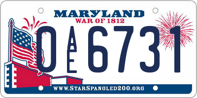 MD license plate 0AE6731