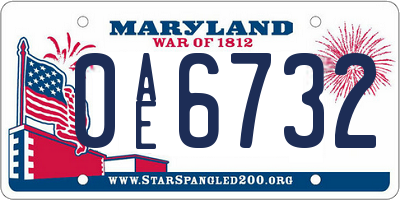 MD license plate 0AE6732