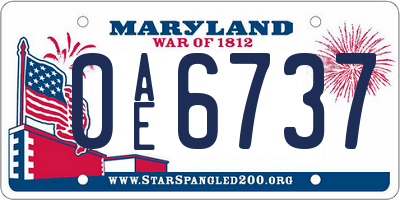 MD license plate 0AE6737