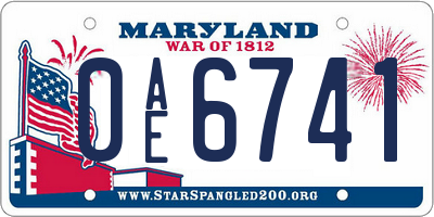 MD license plate 0AE6741