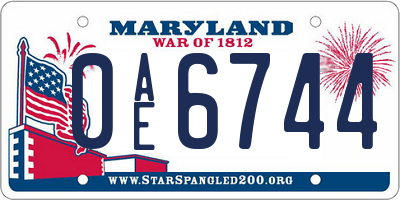 MD license plate 0AE6744