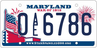 MD license plate 0AE6786