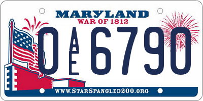MD license plate 0AE6790