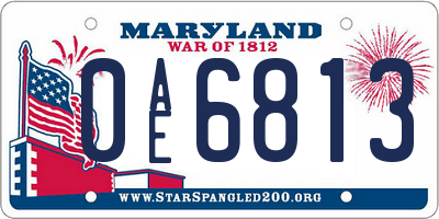 MD license plate 0AE6813