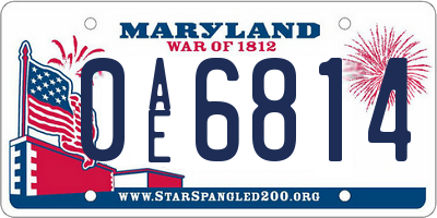 MD license plate 0AE6814