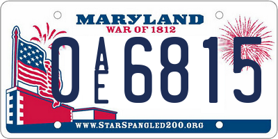 MD license plate 0AE6815