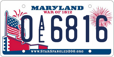 MD license plate 0AE6816