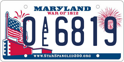 MD license plate 0AE6819