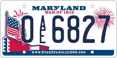 MD license plate 0AE6827