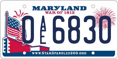MD license plate 0AE6830