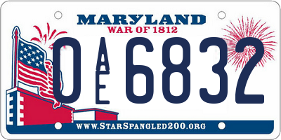MD license plate 0AE6832