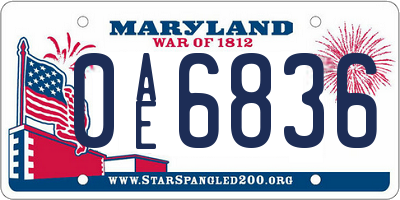 MD license plate 0AE6836