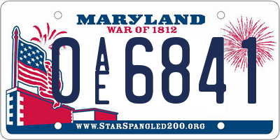MD license plate 0AE6841