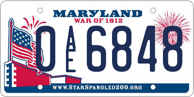 MD license plate 0AE6848