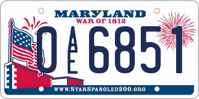 MD license plate 0AE6851