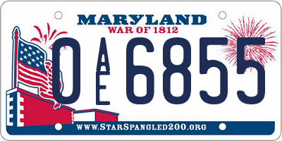 MD license plate 0AE6855
