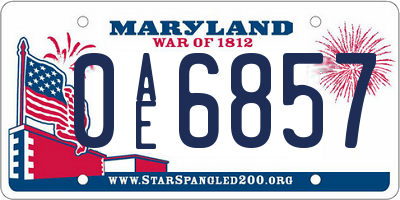 MD license plate 0AE6857