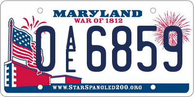 MD license plate 0AE6859
