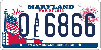 MD license plate 0AE6866