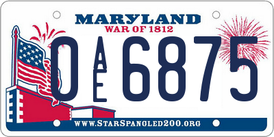 MD license plate 0AE6875
