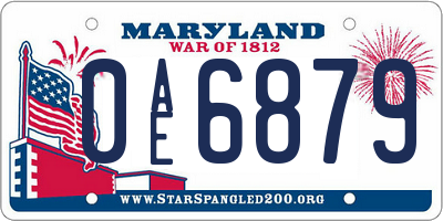 MD license plate 0AE6879