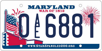 MD license plate 0AE6881