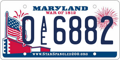 MD license plate 0AE6882