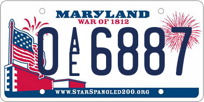 MD license plate 0AE6887