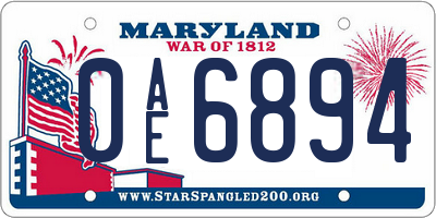 MD license plate 0AE6894