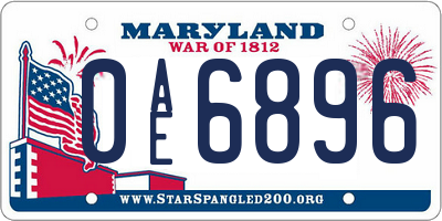 MD license plate 0AE6896