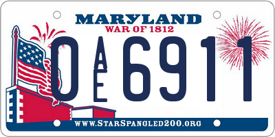 MD license plate 0AE6911