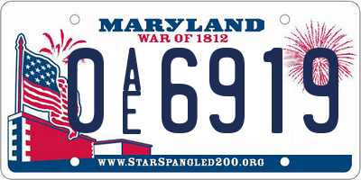 MD license plate 0AE6919