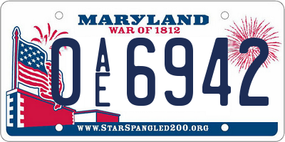 MD license plate 0AE6942