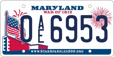 MD license plate 0AE6953