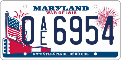 MD license plate 0AE6954