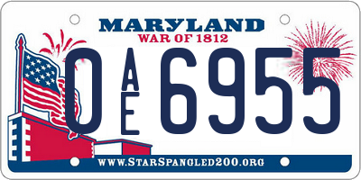 MD license plate 0AE6955