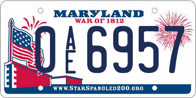 MD license plate 0AE6957