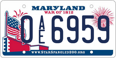 MD license plate 0AE6959