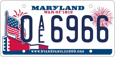 MD license plate 0AE6966