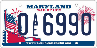 MD license plate 0AE6990
