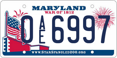 MD license plate 0AE6997