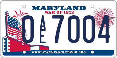 MD license plate 0AE7004