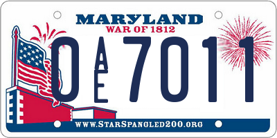MD license plate 0AE7011
