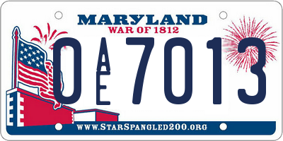 MD license plate 0AE7013