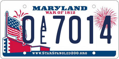 MD license plate 0AE7014
