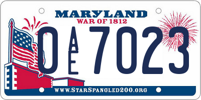MD license plate 0AE7023