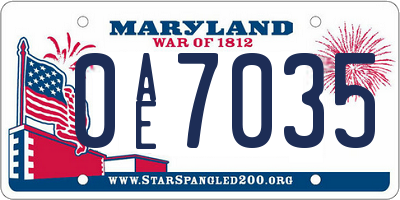 MD license plate 0AE7035